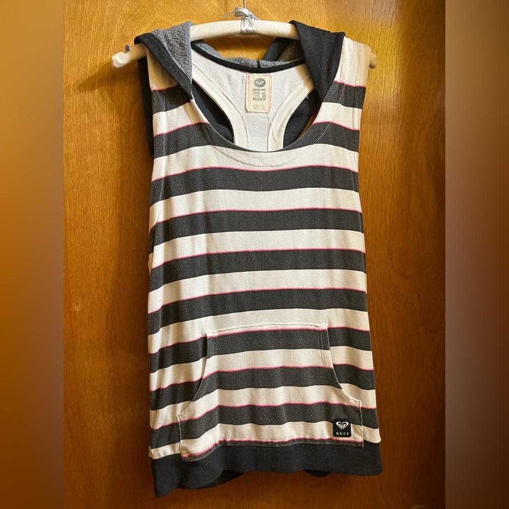 Roxy Black and Cream Sleeveless Top